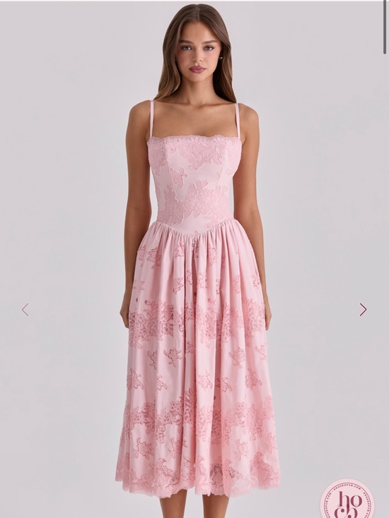 House of CB Dresses & Skirts - House of CB CHLOE Pink Cotton Broderie Anglais Lace Midi Sundress